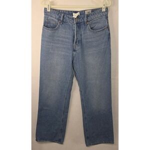HM High Waisted Straight Leg Jeans Medium Wash Blue Cotton Denim US 6